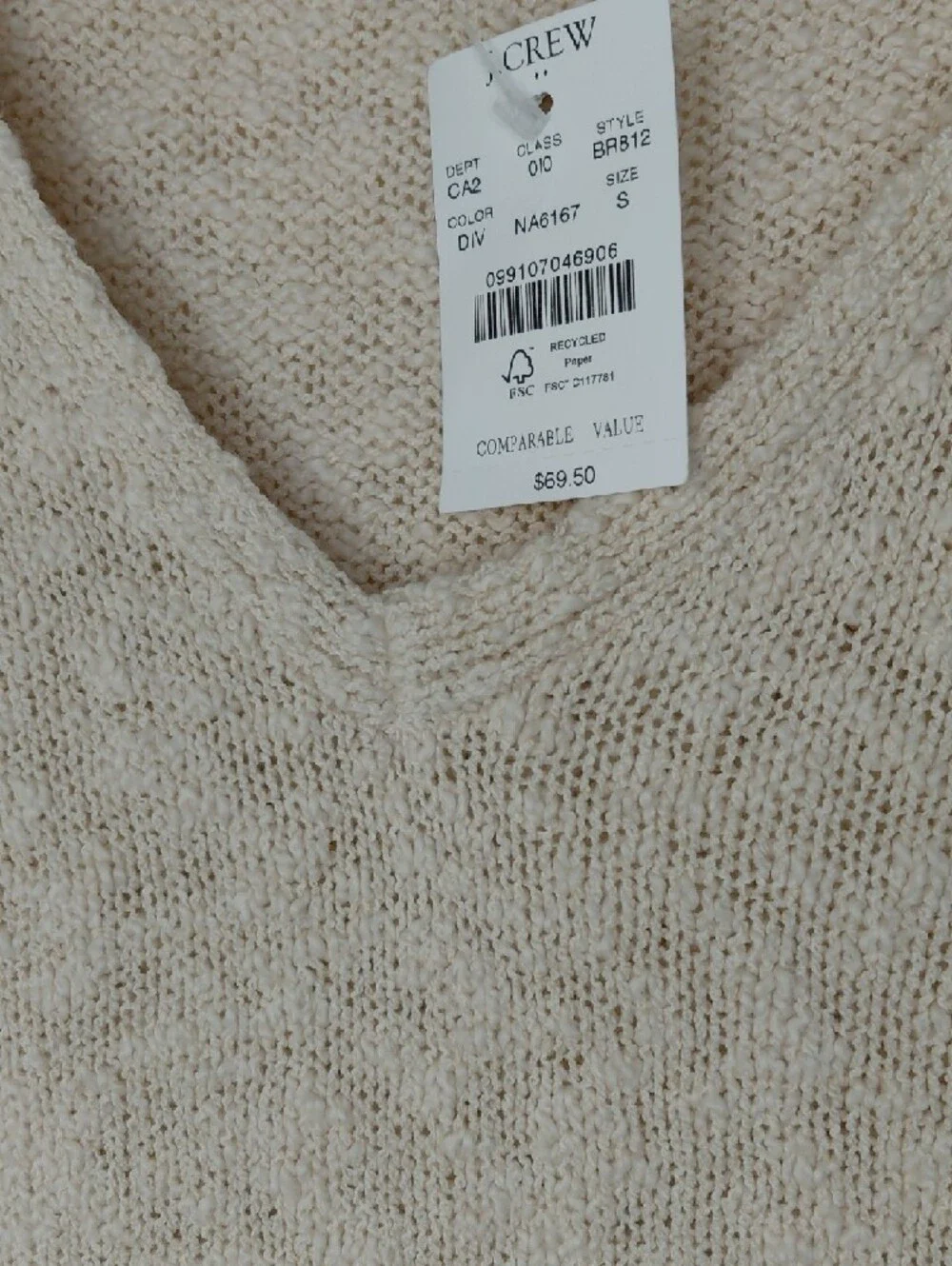 J. Crew Cream Knit V-Neck Sleeveless Top Sz S - Picture 8 of 8